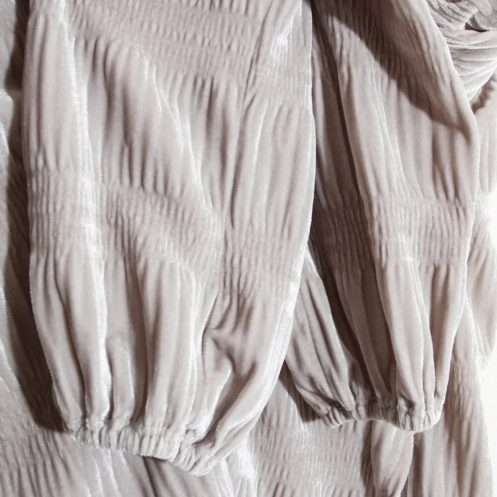 Free People My Best Top Winter Fog Grey Velvet Button Down Tunic Size Medium